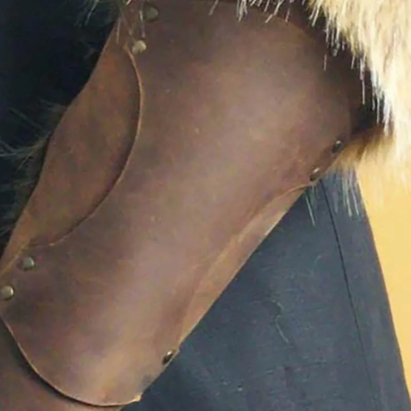 Кожаный браслет из меха в стиле стимпанк средневековый кельтский костюм воина