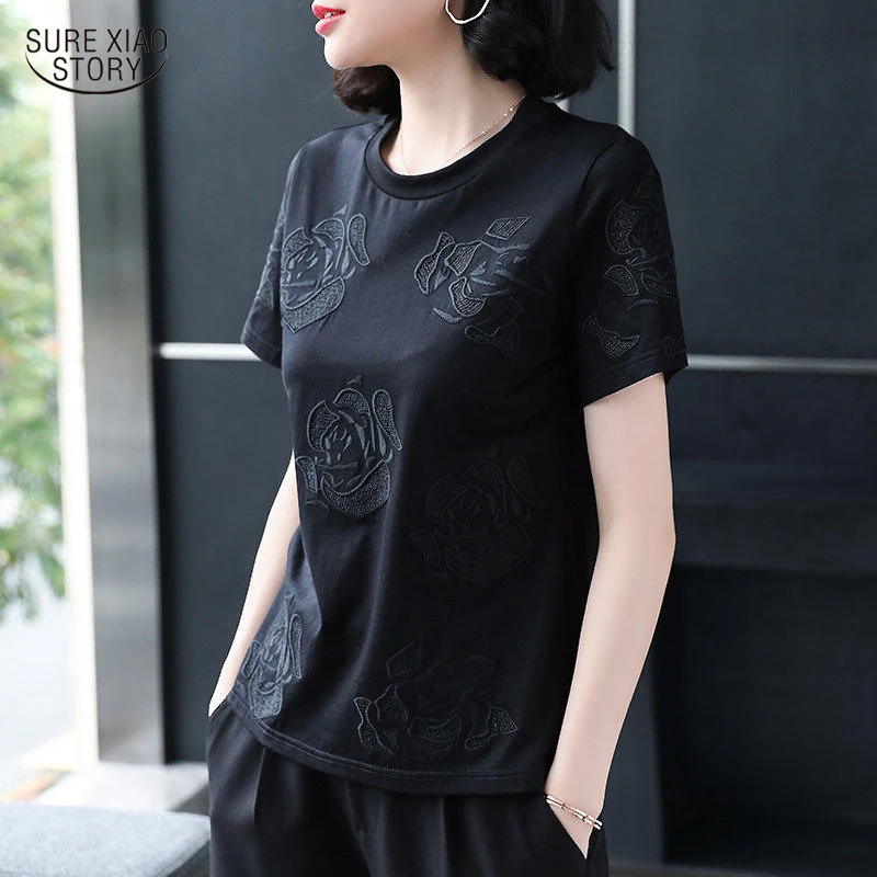

Casual Short Sleeve Women Shirts 2021 Summer Printing Women Blouse Plus Size O Neck Female Clothing Ladies Tops Blusas 13553