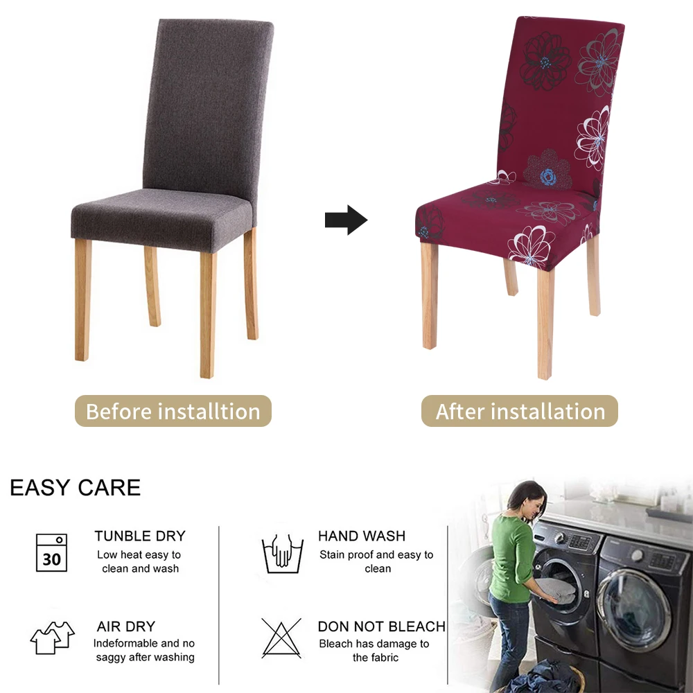 1 шт. чехол для стула с противогрязным принтом Эластичный съемный обеденного
