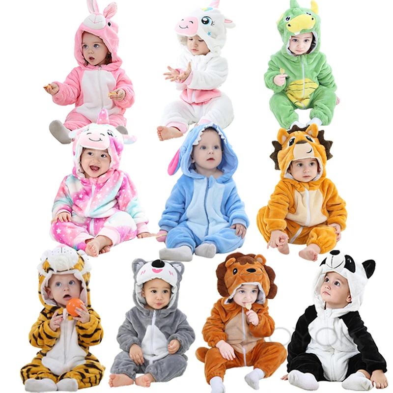 

2021 Комбинезон для маленьких мальчиков и девочек, фланелевые кигуруми в виде единорога, комбинезон для младенцев, детский комбинезон, костюмы в виде милых животных для младенцев