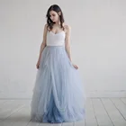 Свадебные юбки, кружевное и Тюлевое свадебное платье на заказ, окрашенное Омбре, свадебное платье пыльно-голубого цвета, свадебная юбка с открытой спиной и шлейфом