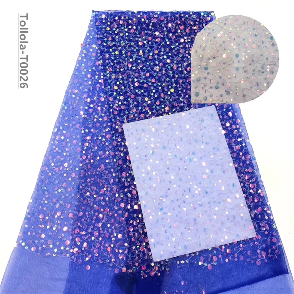 Королевский синий африканский кружевной материал 2019 Высококачественный