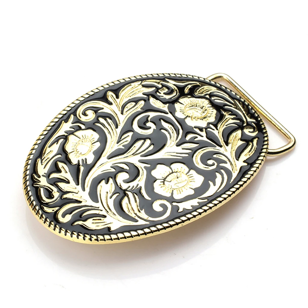 

Engraved Gold Floral Pattern Belt Buckle Ancient Tang Grass Buckle for Men