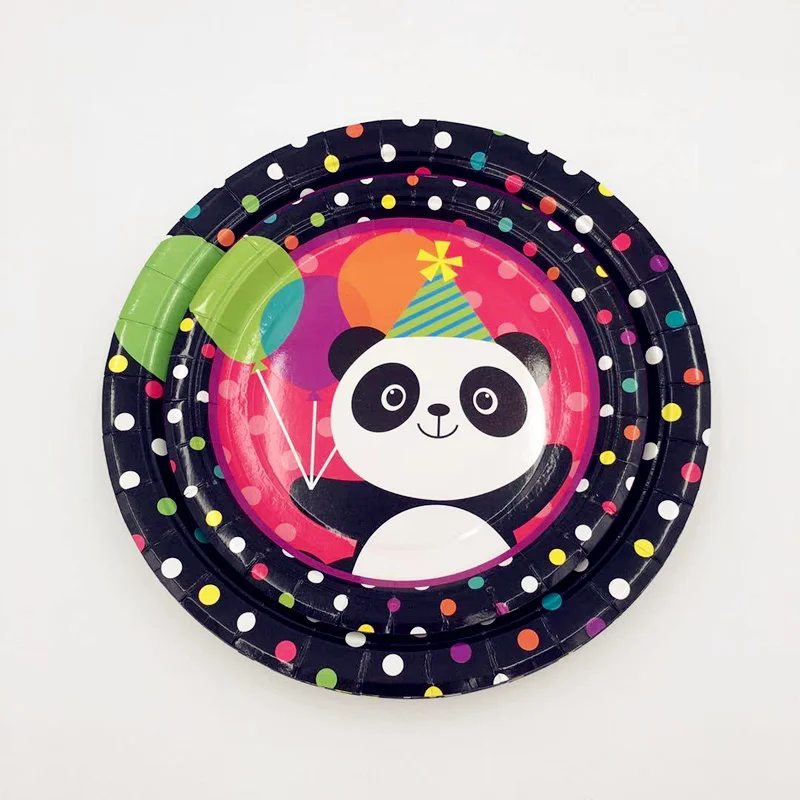 10pcs/set Cartoon Color Lovely Panda Disposable Plates For Kids Children Boys Girls Birthday Party Decoration Supplies Fav | Дом и сад