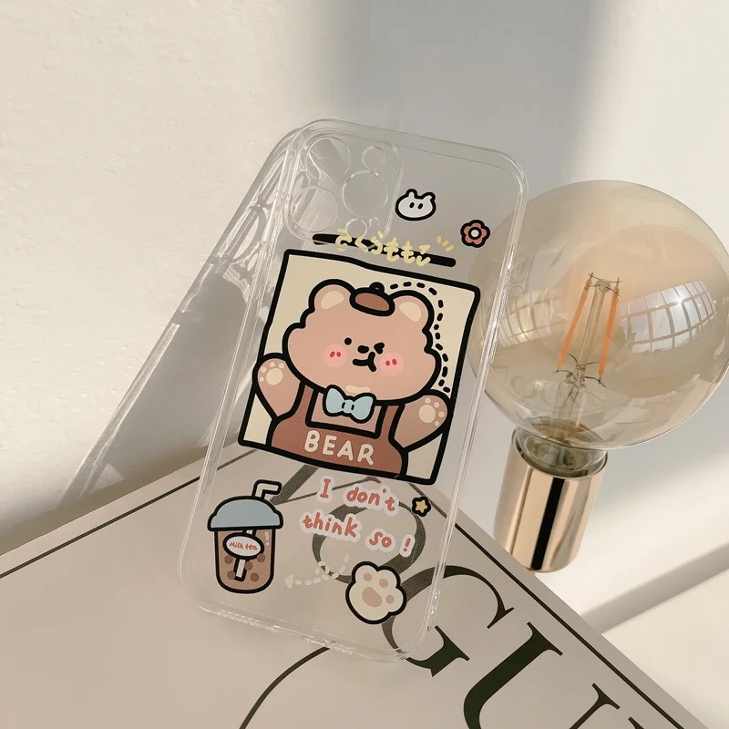

SJJING Applies So Apple 12 ProMax Mobile Phone Case Painted Cartoon Bear