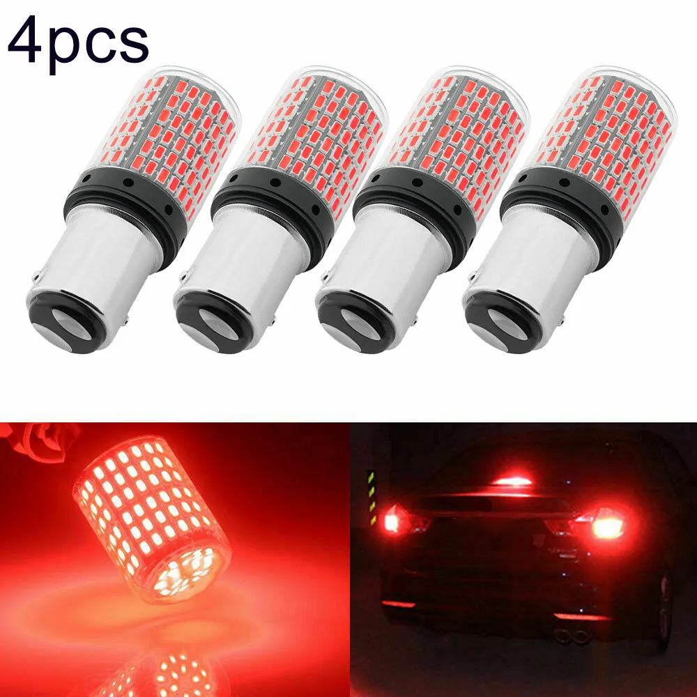 

LED Light Bulbs 4X Red 1157 BAY15D LED Canbus 144 SMD 20W Car Brake Reverse Lamp Tail Light Bulb