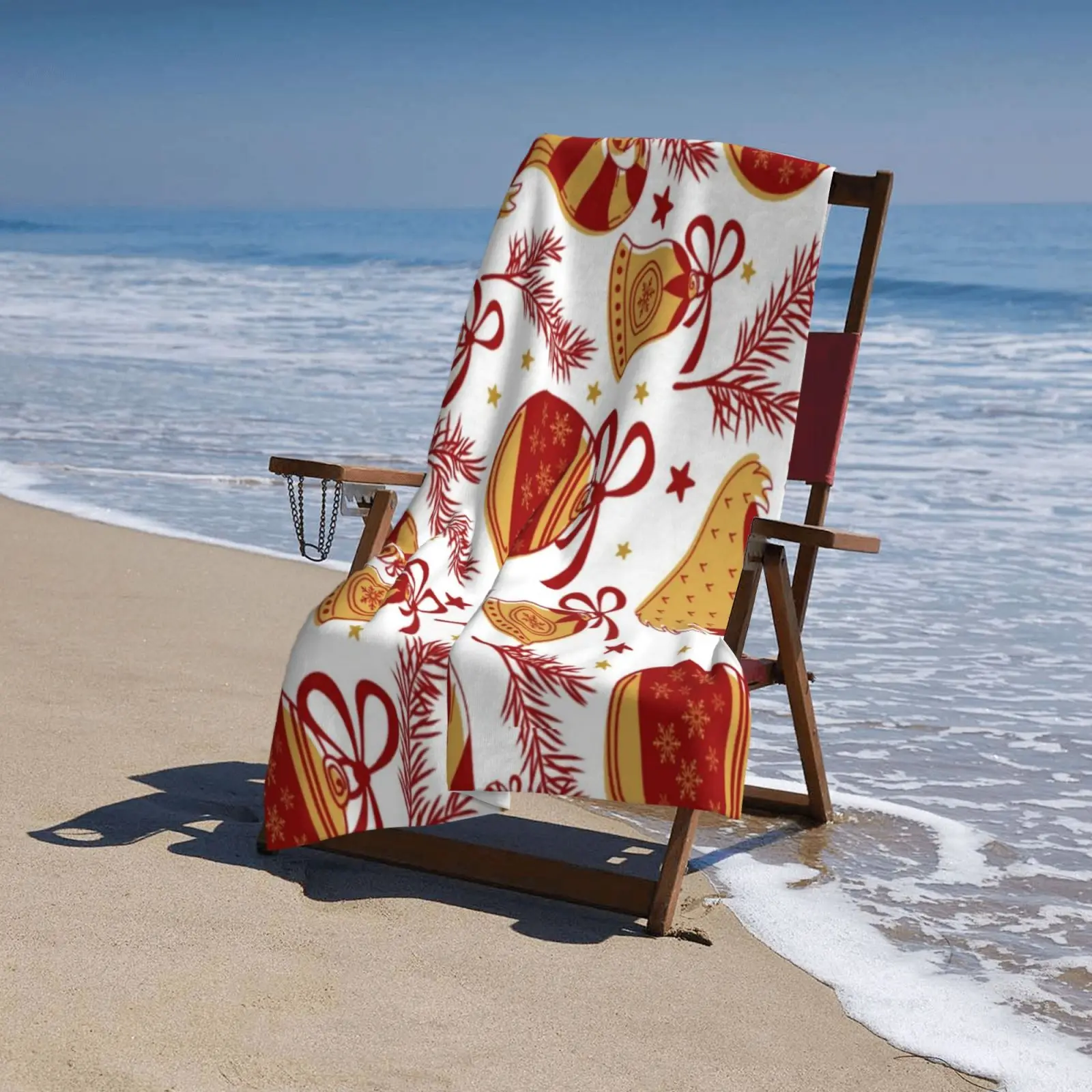 Cute Christmas Pattern Beach Towel XL Bath Personalized Design Sand Cloud Luxury Towels for Adults | Дом и сад