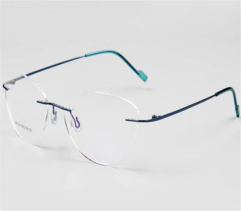 

Cat Eye Design Rimless Memory Alloy Frame Vintage Women Optical Eyewear Ultralight Clear Lens Goggle Retro Myopia Eyegasses Men
