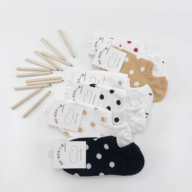 

Women Socks Short Cotton Aesthetic Novelty Dot Sweet Boat Socks for Girls Chaussette Femme Skarpety Kobieta Ankle Sock Woman Sox
