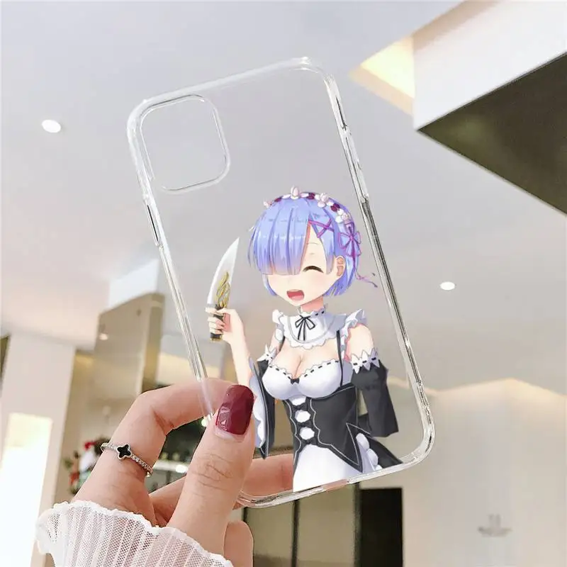 

Hot Anime ReZERO Ram Rem Phone Case Transparent soft For iphone 5 5s 5c se 6 6s 7 8 11 12 plus mini x xs xr pro max
