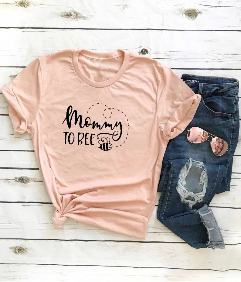 Mommy To Bee/графическая Женская одежда с коротким рукавом, топы летняя рубашка, хлопковая стильная забавная Повседневная Новинка, подарок для мамы MOM To be