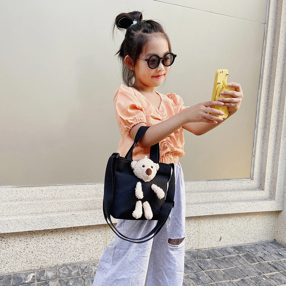 Детская сумка через плечо с милым медведем детская повседневная Холщовая Сумка