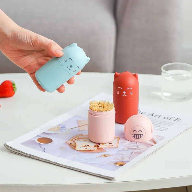 

Милый Кот зубочистка коробка выражение ватным тампоном коробка креативный мини зубочистки для хранения журнальный столик для гостиной укр...