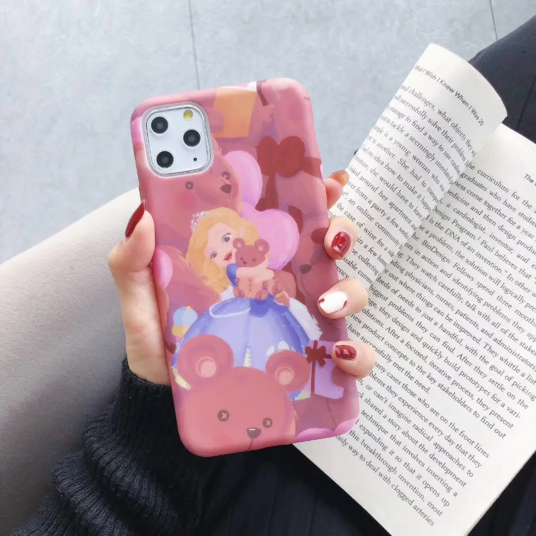 Luxury Brand Princess girl Bear Phone Case For Apple iPhone 7 8 6 S Plus 11 Pro X XS Max XR Thick soft tpu Cover Fundas |