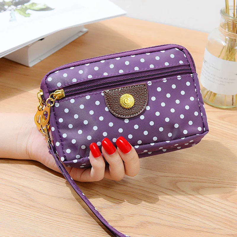 dark purple Новая модная женская Холщовая Сумка в горошек клатч на молнии большая вместительность горячая распродажа - Цвет: dark purple