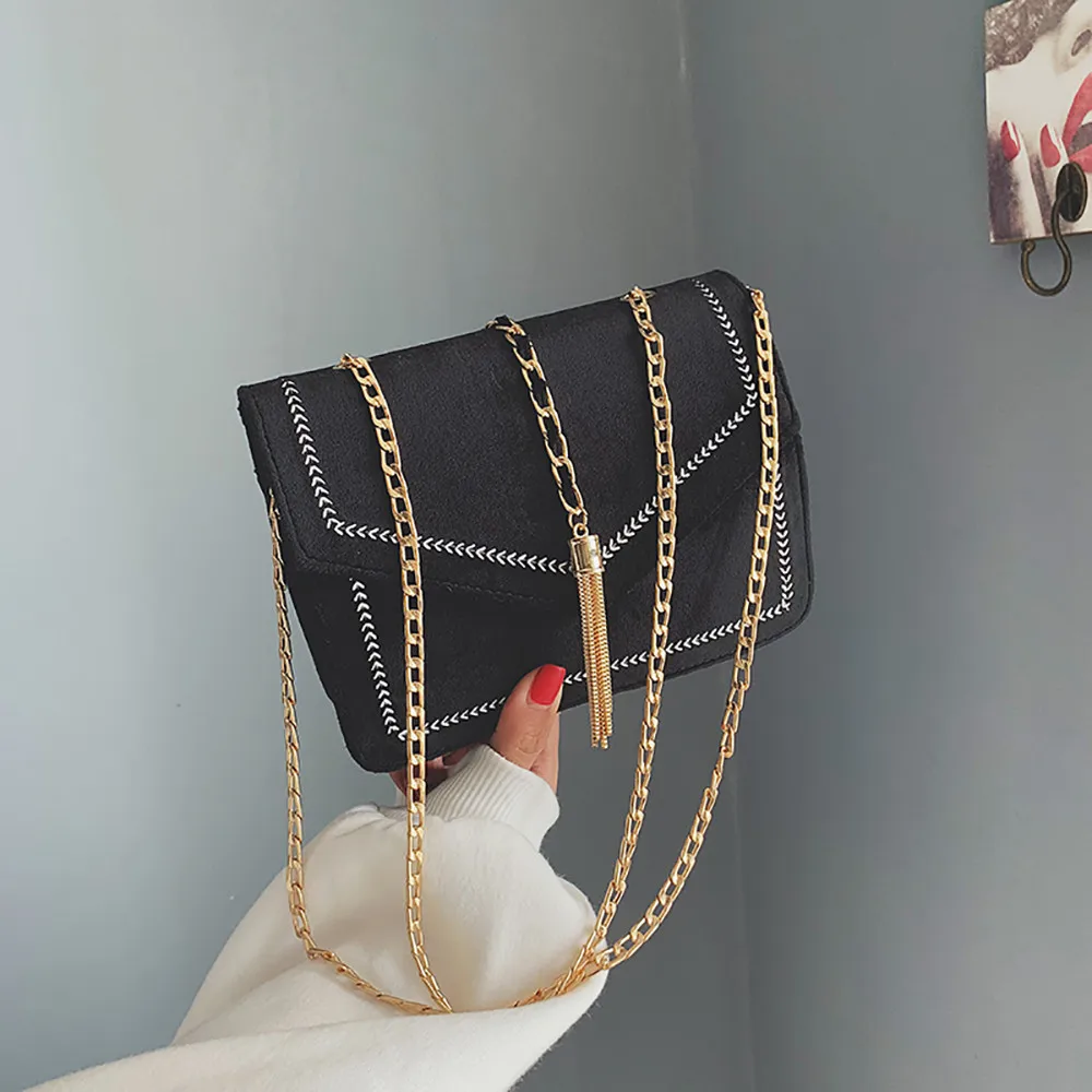 

Women Crossbody Bag Embroidery Line Tassel Messenger Bag Fashion Trend Wild Shoulder Bag Messenger Bag Bolsa Feminina #LG