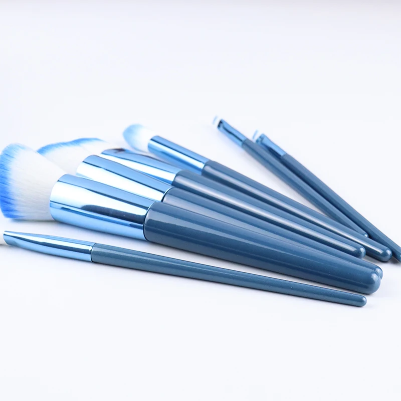 8 шт. переносная Кисть для макияжа Набор Синий мягкие волосы рассыпчатая пудра