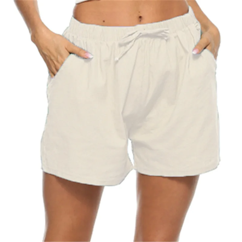 

Popular Cotton and Linen Shorts Pocket Lace-up Women's Plus-sized Sexy Shorts for Women