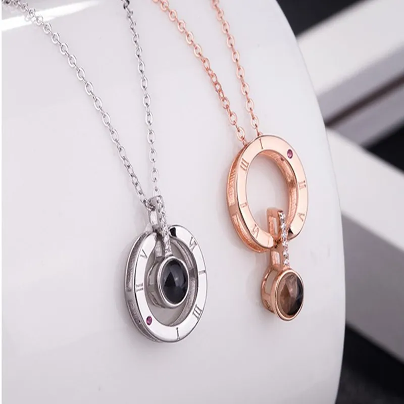 Новое Розовое золото серебро 100 языков я люблю тебя проекция кулон ожерелье