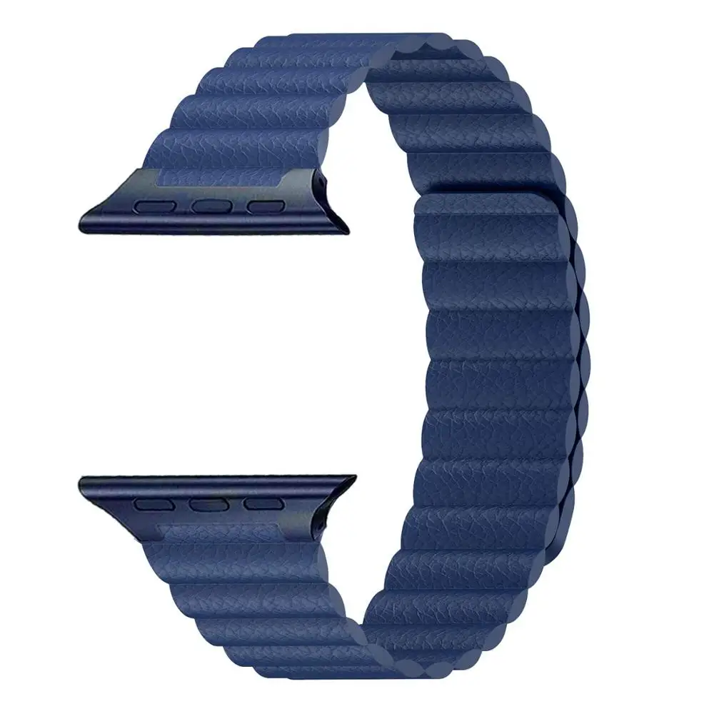 DarkBlue Ремешок из натуральной кожи для Apple Watch 38 мм 40 мм 42 мм 44 мм ремешок для iwatch серии 4 3 2 1 Регулируемый магнитный браслет на запястье - Цвет ремешка: DarkBlue