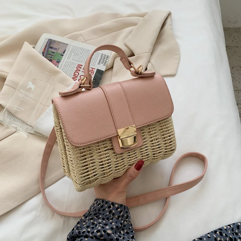 

2021 New Fashion Women's Bag Summer Straw Small Square Bag Crossbody Bags for Women Purses and Handbags Luxury Designer Bag