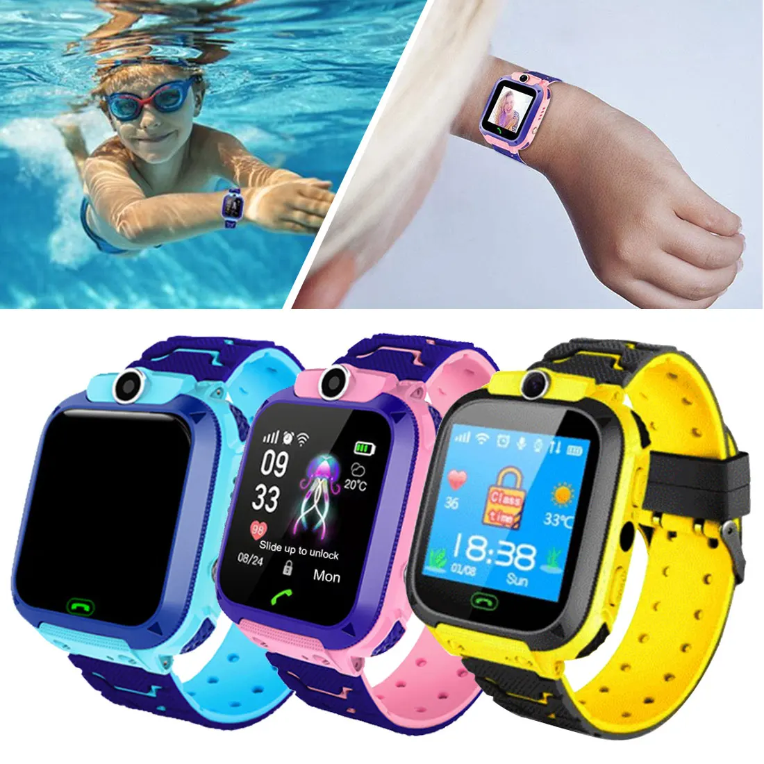 

Q12 Children's Smartwatch Waterproof IP67 SOS Anti-lost Phone Watch Baby 2G SIM Card Phone Location Tracker Children Smartwatch