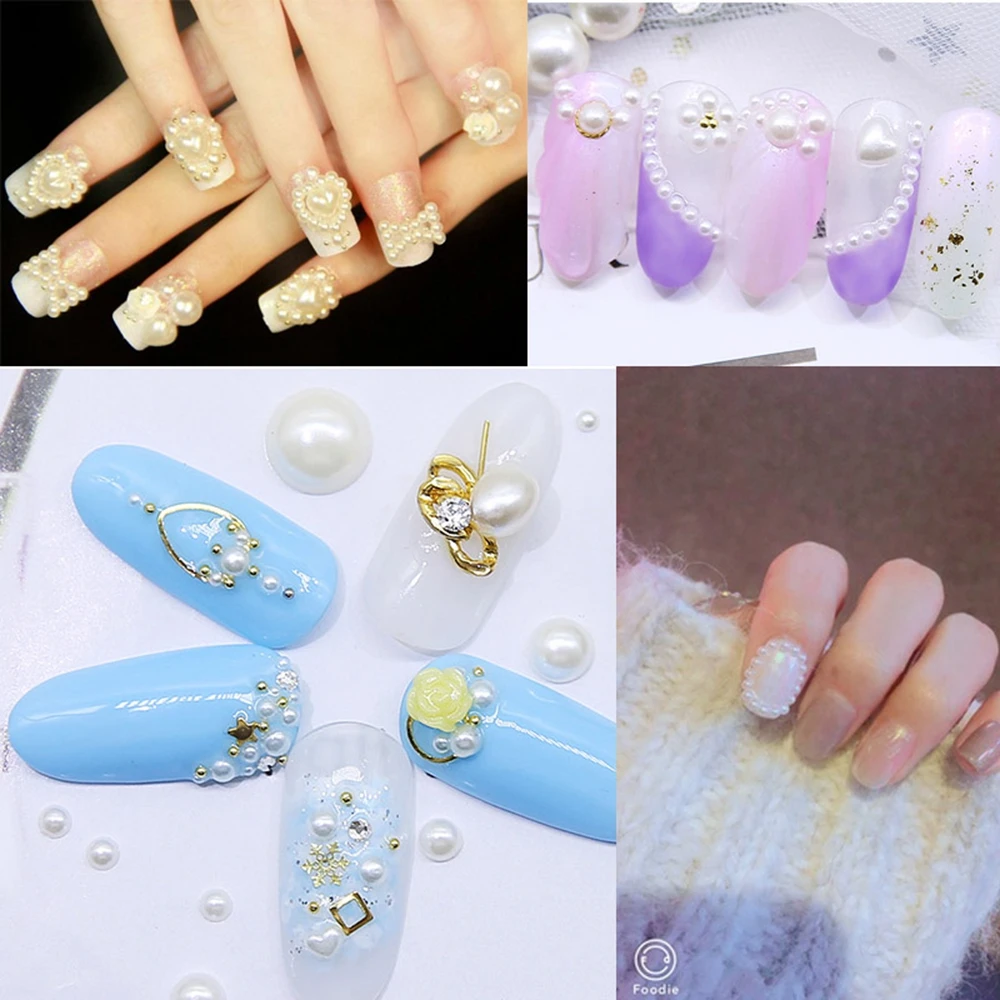 

8mm 100pcs Half Round Pearls Many Colors Flatback Round Shiny Glue On Resin Beads DIY Jewelry Nails Art Decorations