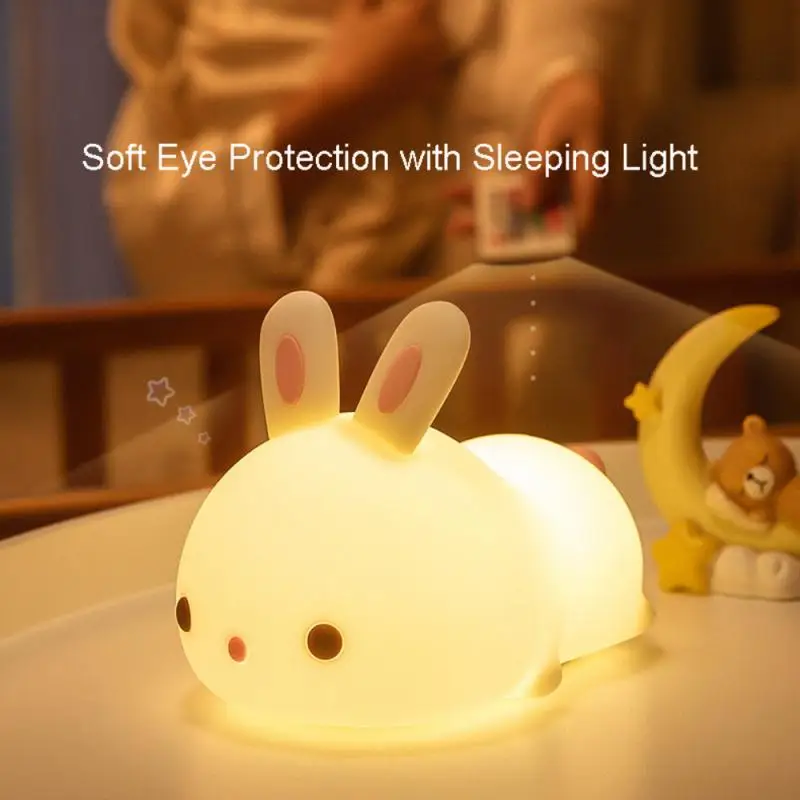 

Светодиодный ночсветильник в виде милого кролика, детский ночник для спальни, лампа с сенсорным датчиком, декор комнаты, милый подарок для д...