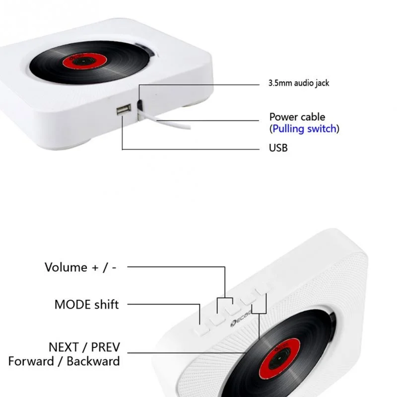 Wall mounted multifunctional CD player Bluetooth portable home audio with remote control FM radio built-in high fidelity | Электроника