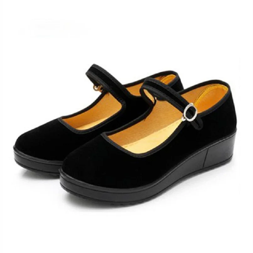 

new 2021 Zapatos De Mujer Lady Casual Black Light Weight Cloth Shoes Women Retro Comfortable Buckle Strap Dance Shoes