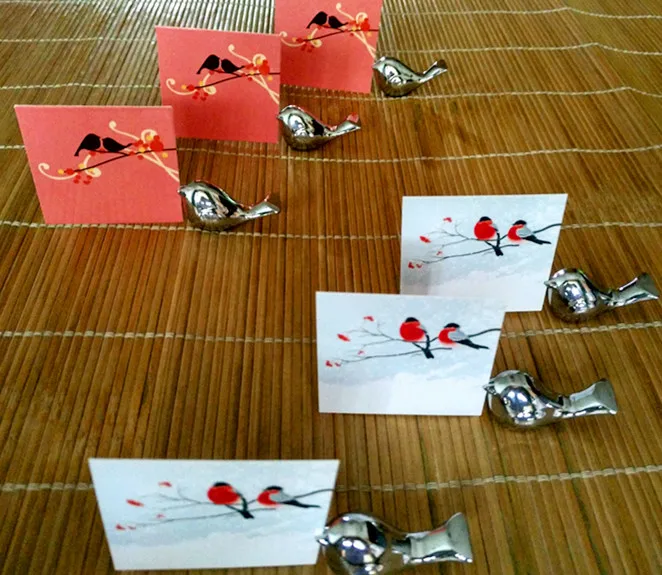 20 шт./лот держатель для карт в виде любимых птиц на свадьбу матовая Серебряная