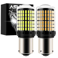 2pcs no hyper flash ba15s p21w bau15s py21w front rear turn signal bulb canbus error free led amber yellow 3014 chipset 144smd