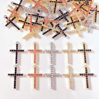 10pcs gold silver color crystal rhinestone cross charms for earrings necklaces accessories diy jewelry making findings wholesale