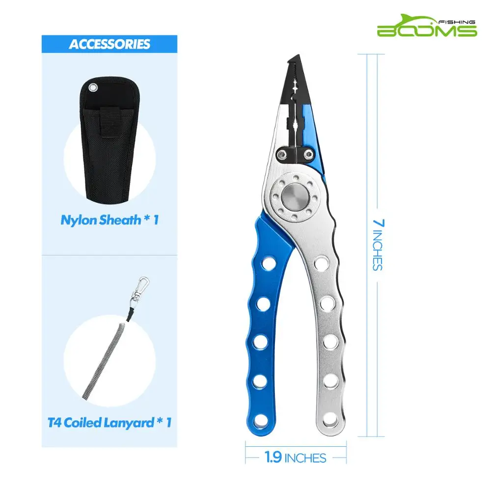 Boms Fishing X04 алюминиевые рыболовные плоскогубцы с шнурком и оболочкой рыболовный