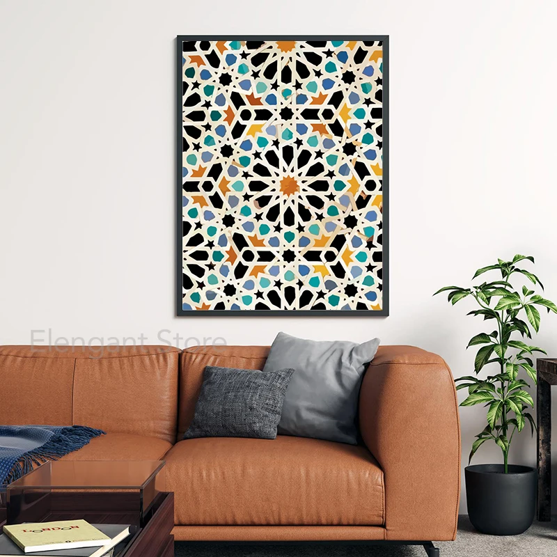 Марокканская настенная Картина на холсте мозаика восточные арабские плакаты и