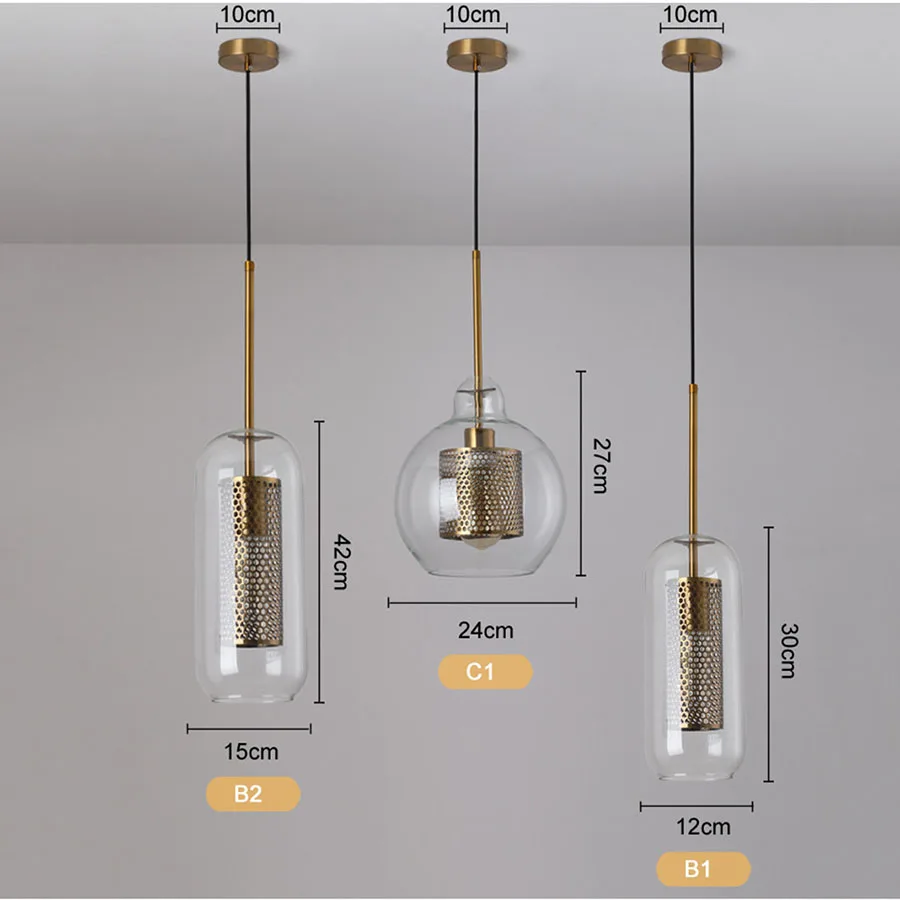 

Modern Industrial Pendant Lights LED Glass Ball Hanging Lamp Nordic Dining Room Kitchen Island Home Decor Suspension Luminaire