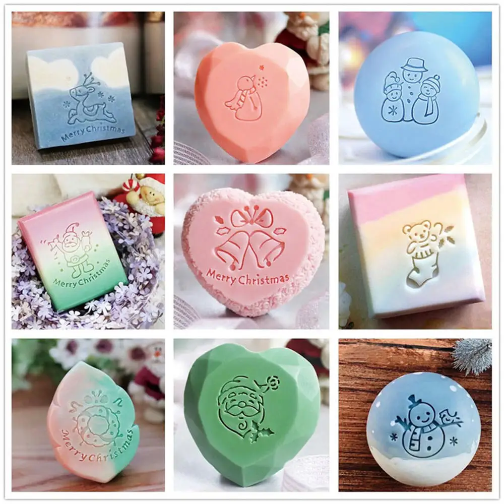 

Christmas Handmade Soap Stamp Merry Christmas Series Xmas Tree Animal Acrylic Soap Making Chapter Custom Stamps Gifts