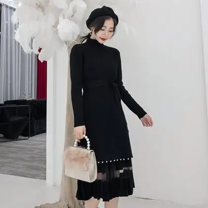AutumnLong Sleeve 2019 Robe Sukienki Dresses Velvet Women Clothing Plus Size Middle Age Dress Mid-Calf Chinese DC553 | Женская одежда