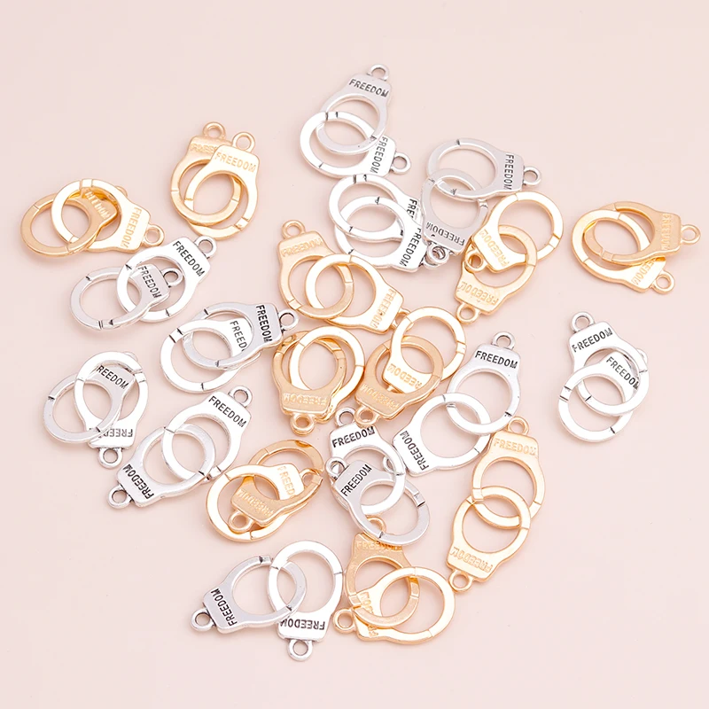 10 шт. золотые и серебряные Резные буквы свобода наручники шармы Подвески