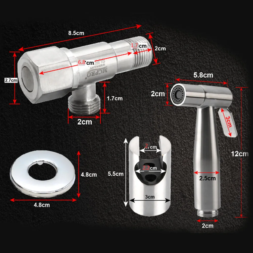 

Handheld Toilet Bidet Sprayer Set Kit Stainless Steel Hand Bidet Faucet For Bathroom Hand Sprayer Shower Head Self Cleaning