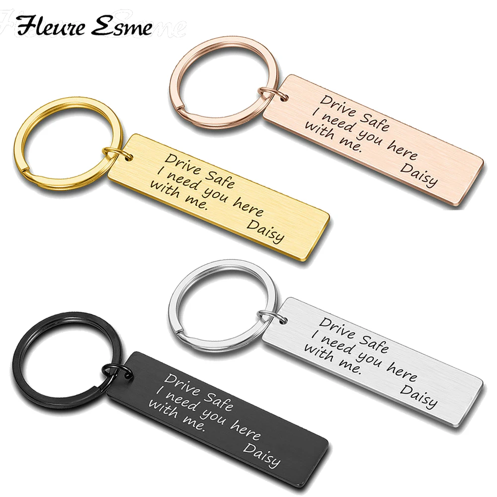 

Drive Safe Key Chain Custom Engraved Keyring Drive Safe I Need You Here with Me for Couples Men Women Husband Gift Keychains