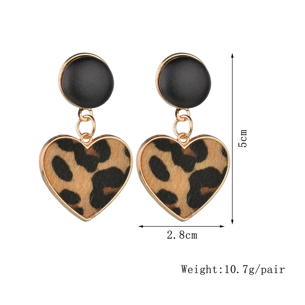 

Personality Leopard print spots Heart earrings retro stud earrings earrings for women