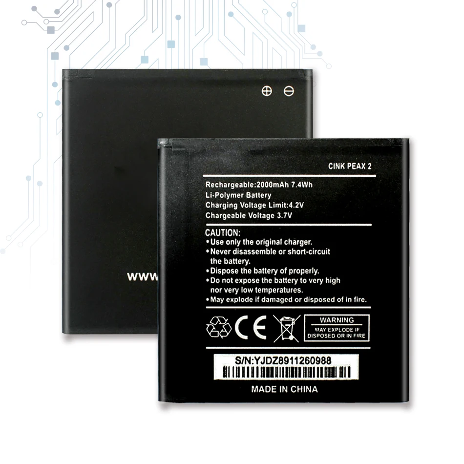 Перезаряжаемый литий полимерный аккумулятор 2000 мАч для смартфона Wiko Cink Peax