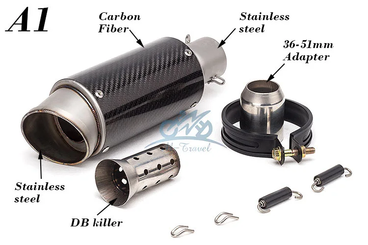 36 51 мм Φ с DB killer carbon fiber для Z900 ER6N GSXR750R MT07 CBR300R Z650 R6 S1000RR|motorcycle exhaust muffler|universal motorcycle