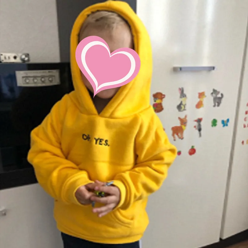 Детская зимняя хлопковая толстовка с длинным рукавом и буквенным