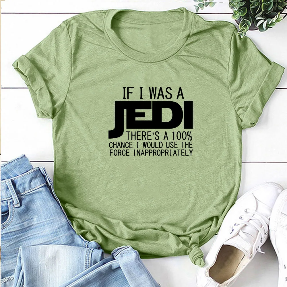 Женская футболка с коротким рукавом принтом IF I был Джедаем в стиле Харадзюку