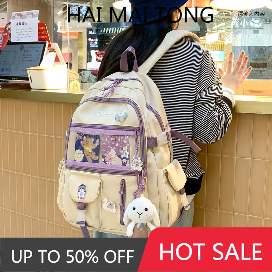 

Вместительный водонепроницаемый рюкзак для женщин, прозрачный дорожный ранец с несколькими карманами, школьные ранцы для девочек-подростк...