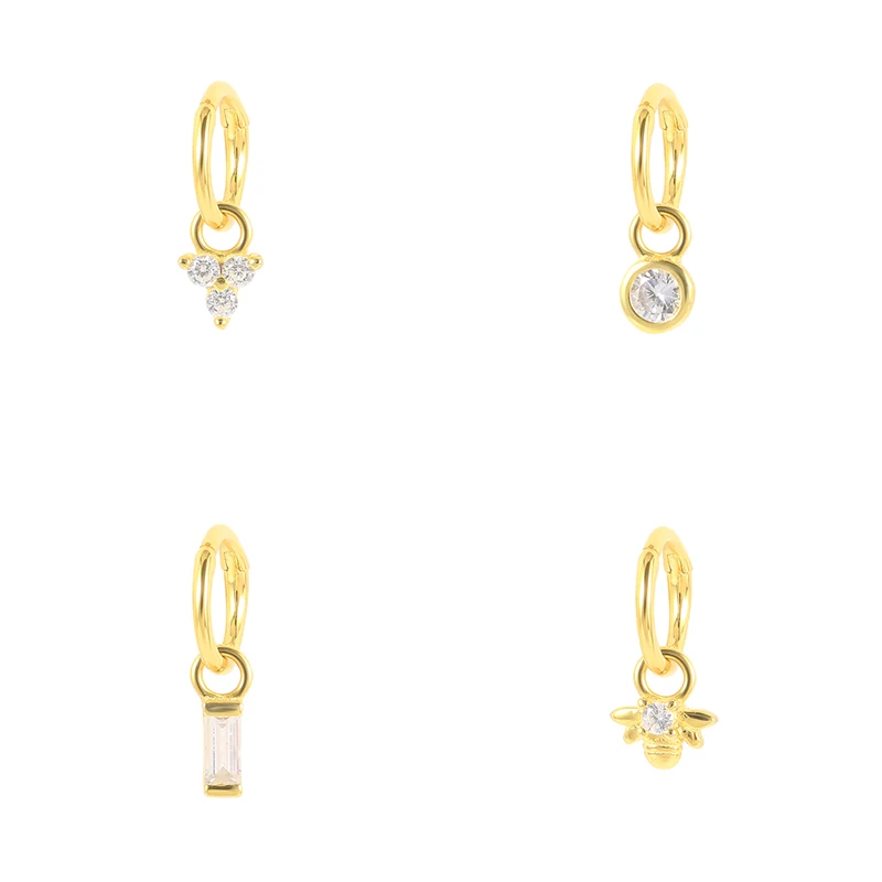 

CANNER 2021 Trend Hoops Ear rings for Women Teens Nose Piercing 925 Sterling Silver Geometry Cute Bee Huggie Fine Jewelry Brinco
