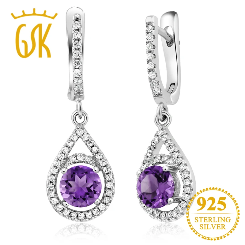 Женские серьги подвески GemStoneKing классические из стерлингового серебра 925 пробы с