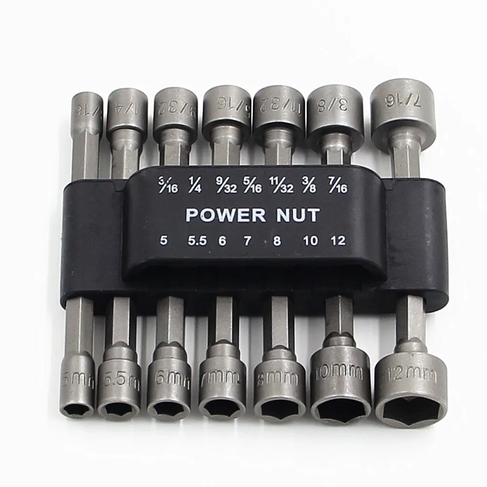

14pcs/set 1/4 Inch Hex Shank Quick-Change Screwdrivers Nutdriver Power Nut Driver Drill Bit SAE Metric Socket Bits Wrench Screw